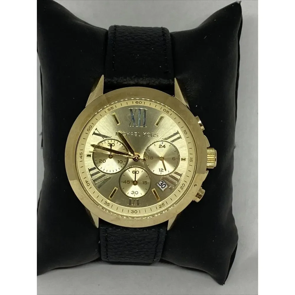 Michael Kors MK5777 Women's Black Leather Analog Dial Quartz Wrist Watch HK1056